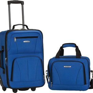 Rockland Fashion Softside Upright Luggage Set,Expandable, Blue, 2-Piece (14/19)